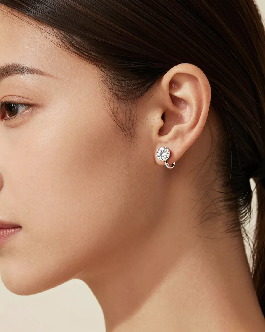 Close-up of an iced stud earring