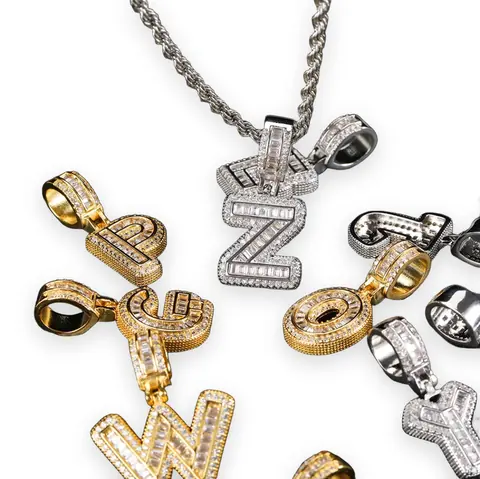 Baguette Bubble Initial Pendant