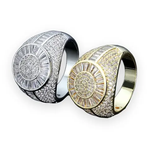 Baguette Halo Round Signet