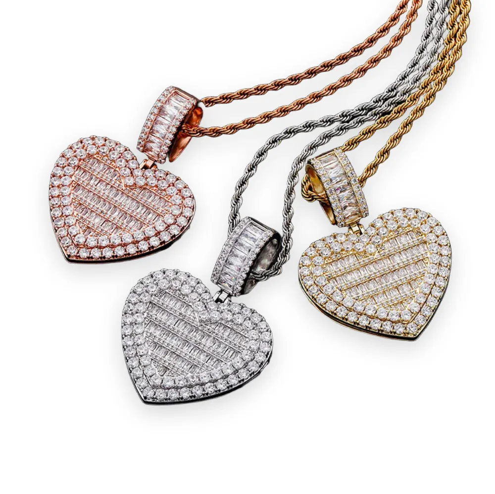 Baguette Heart Locket Pendant