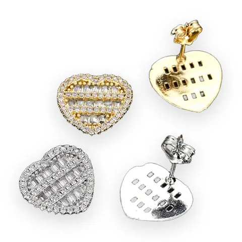 Baguette Heart Stud Earrings