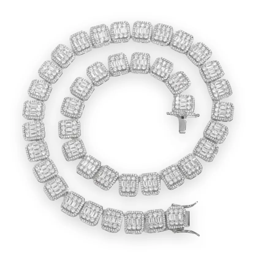 Baguette Square Cluster Chain, 13mm