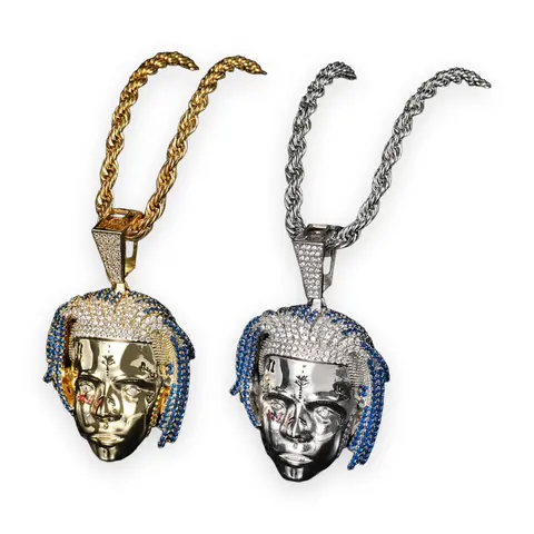 Blue Dreadlock Face Pendant