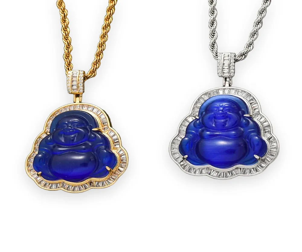 Blue Laughing Buddha Pendant