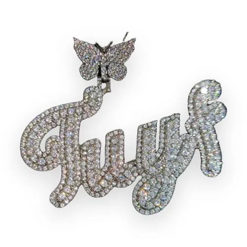 Butterfly Script Name Pendant