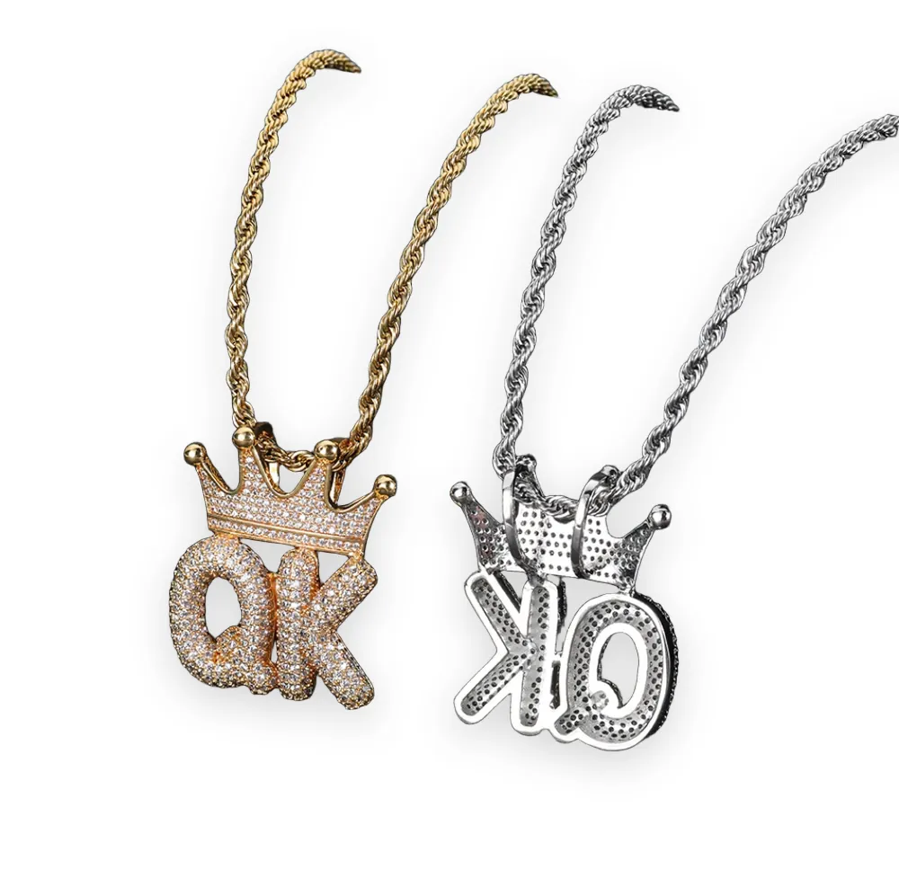 Crown Top Initials Pendant
