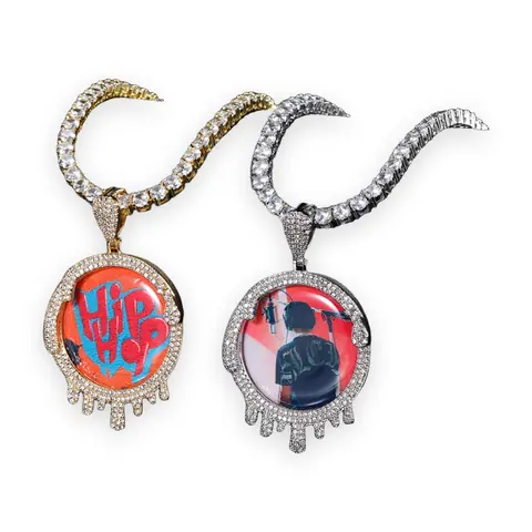 Drip Edge Round Photo Pendant