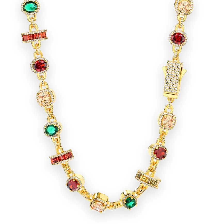 Gem and Baguette Bar Chain, 15mm