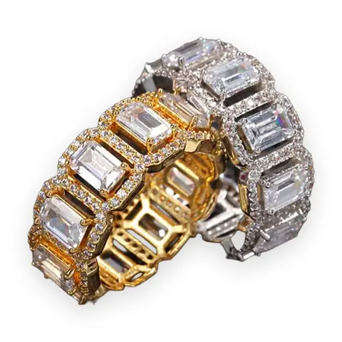 Halo Emerald Cut Band