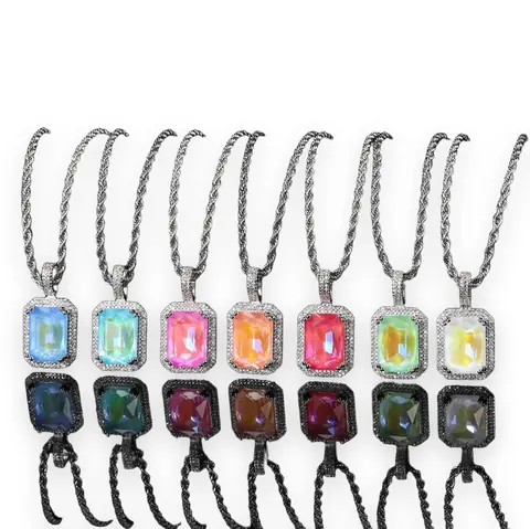 Iridescent Emerald-Cut Pendant