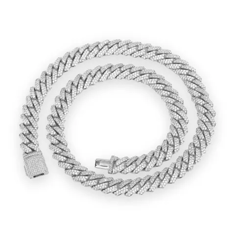 Pave Cuban Link Chain, 2-Row