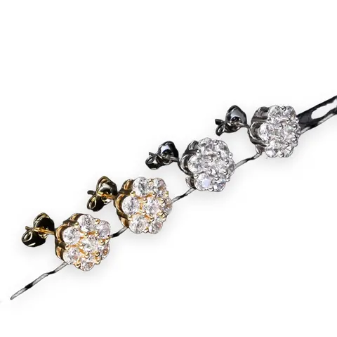 Pave Flower Cluster Stud Earrings
