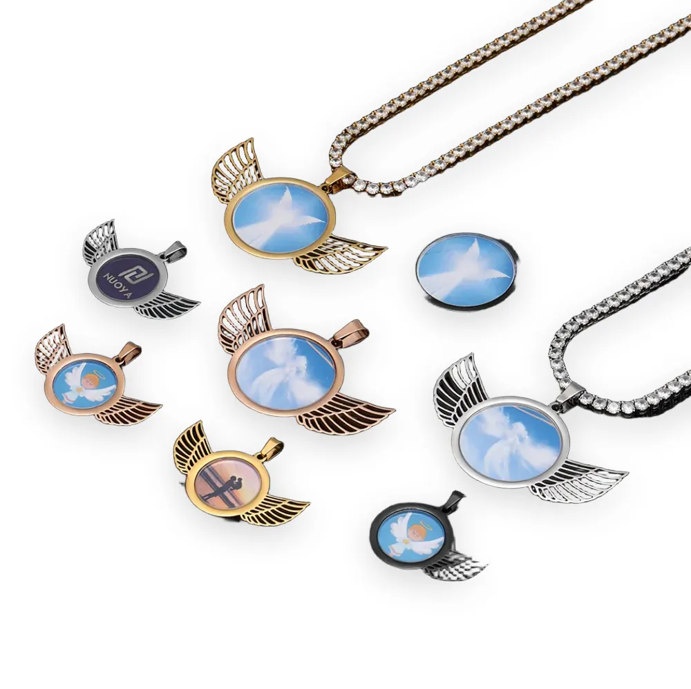 Plain Polished Angel Wing Photo Pendant