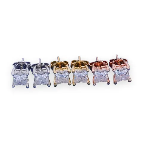 Princess-Cut Square Stud Earrings