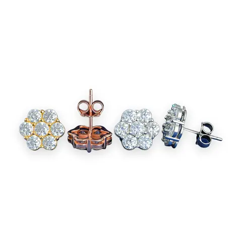Prong Flower Cluster Stud Earrings