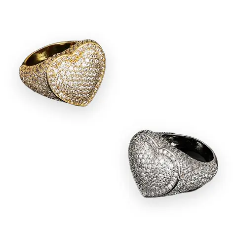 Puffy Pave Heart Ring