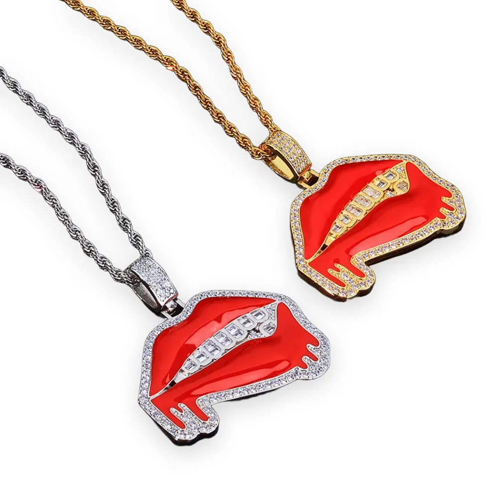 Red Enamel Lips Pendant