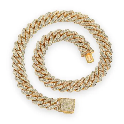 Square Clasp Cuban Chain, 2-Row