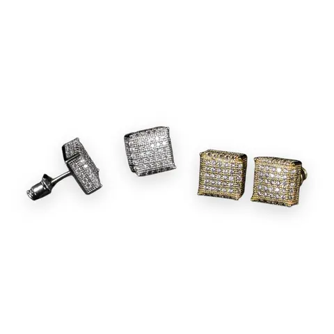 Square Pave Stud Earrings
