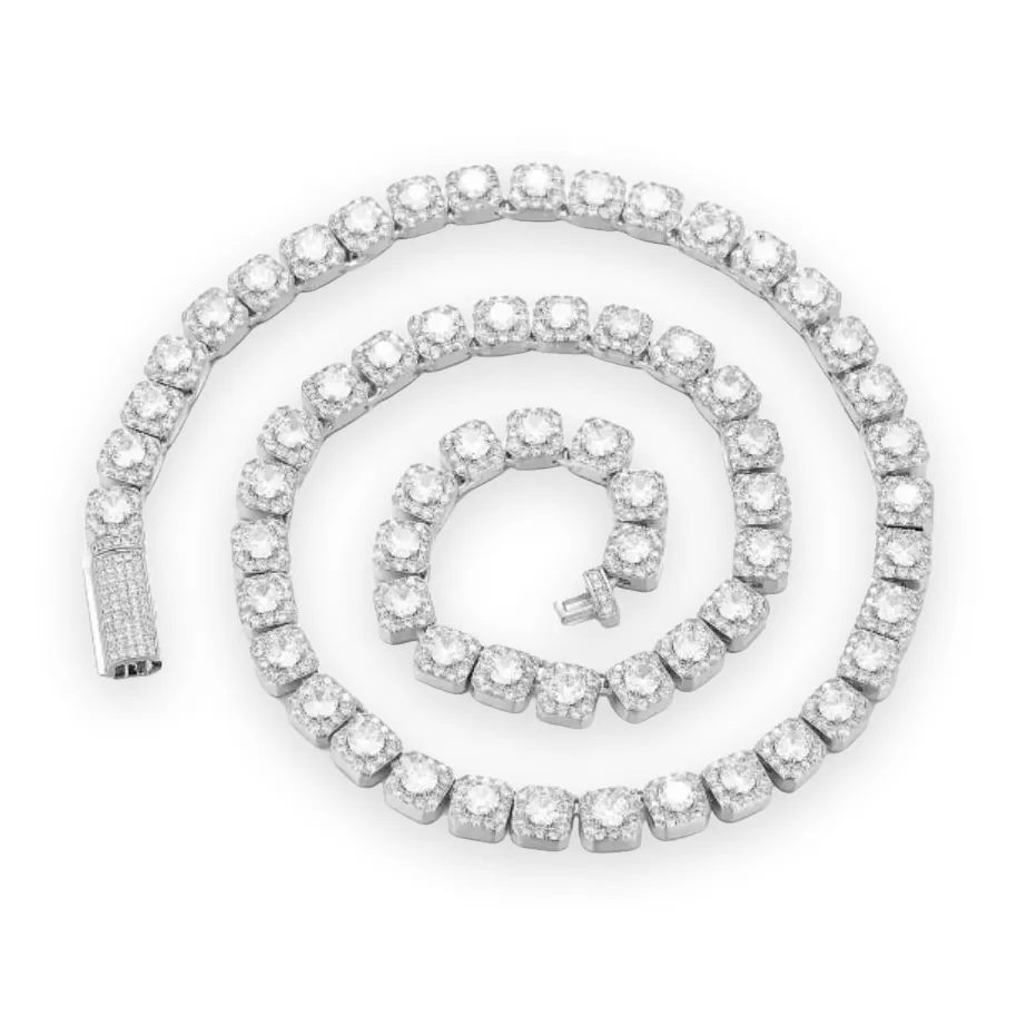 Square-Set Solitaire Tennis Chain, 7mm