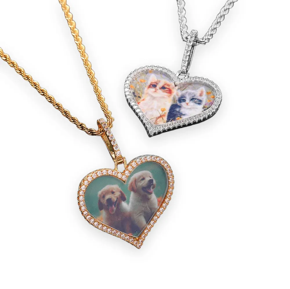 Tall Bail Heart Photo Pendant